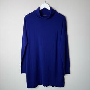 Eileen Fisher | Purple 100% Merino Wool Turtleneck Tunic Sweater Dress Sz Medium